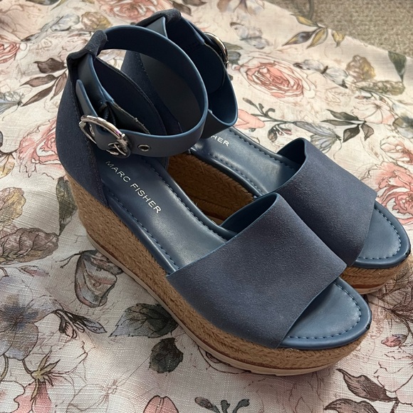 Marc Fisher Shoes - Marc Fisher Blue Wedge Sandals 6M